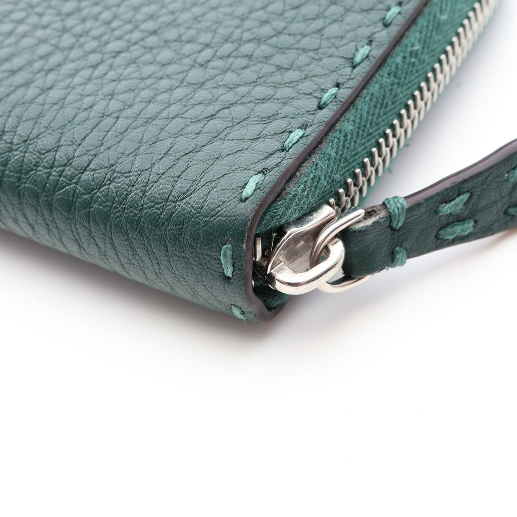 Fendi Round Length Wallet Selleria Green Leather — view 6