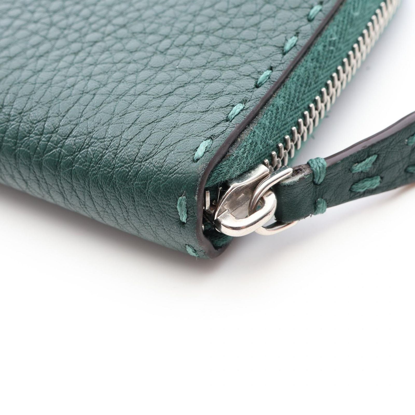 Fendi Round Length Wallet Selleria Green Leather — view 6