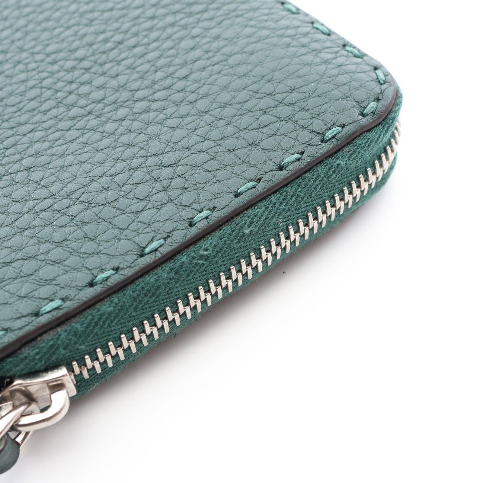 Fendi Round Length Wallet Selleria Green Leather — view 8