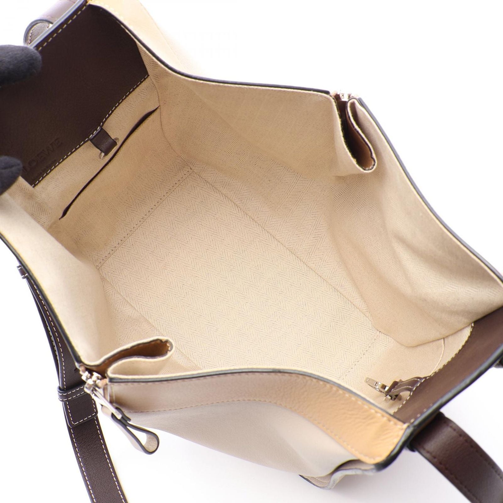 Loewe Hammock Small 2-Way Beige Brown Leather Shoulder Bag — view 3