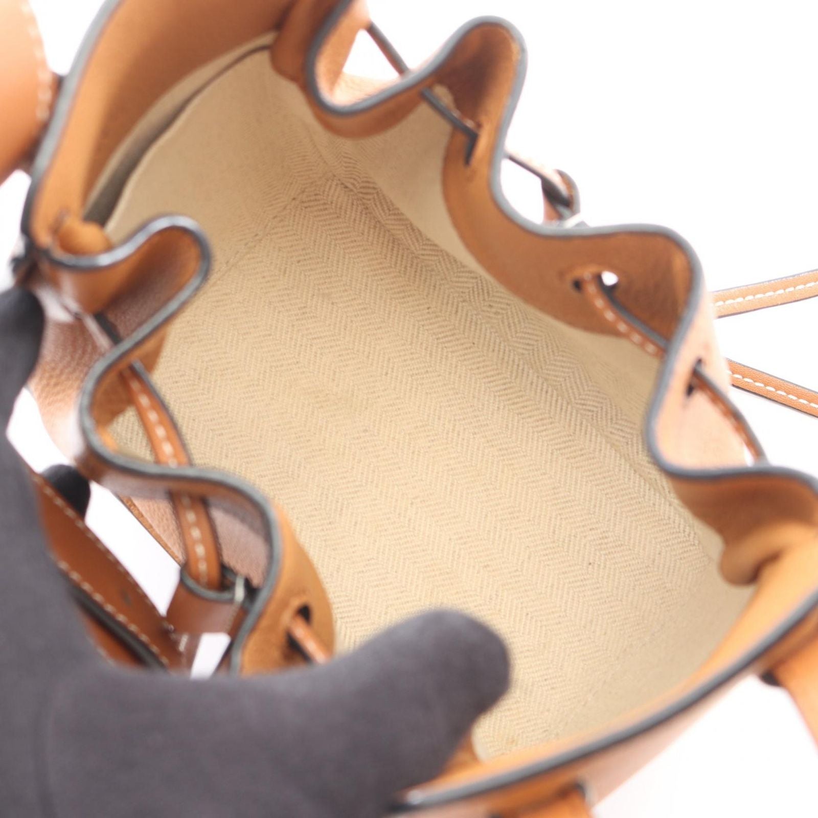 Loewe Handbag Hammock Drawstring Bag Mini 2-Way Brown Leather — view 3
