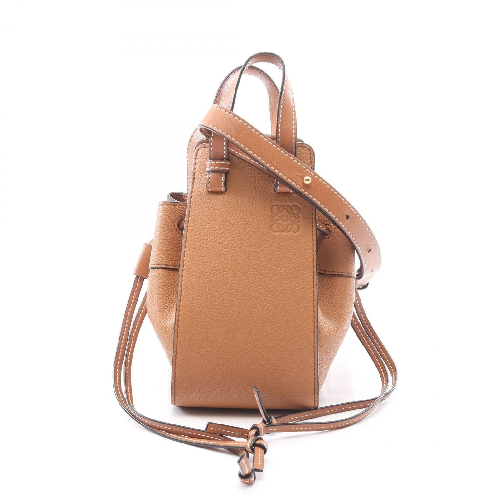 Loewe Handbag Hammock Drawstring Bag Mini 2-Way Brown Leather