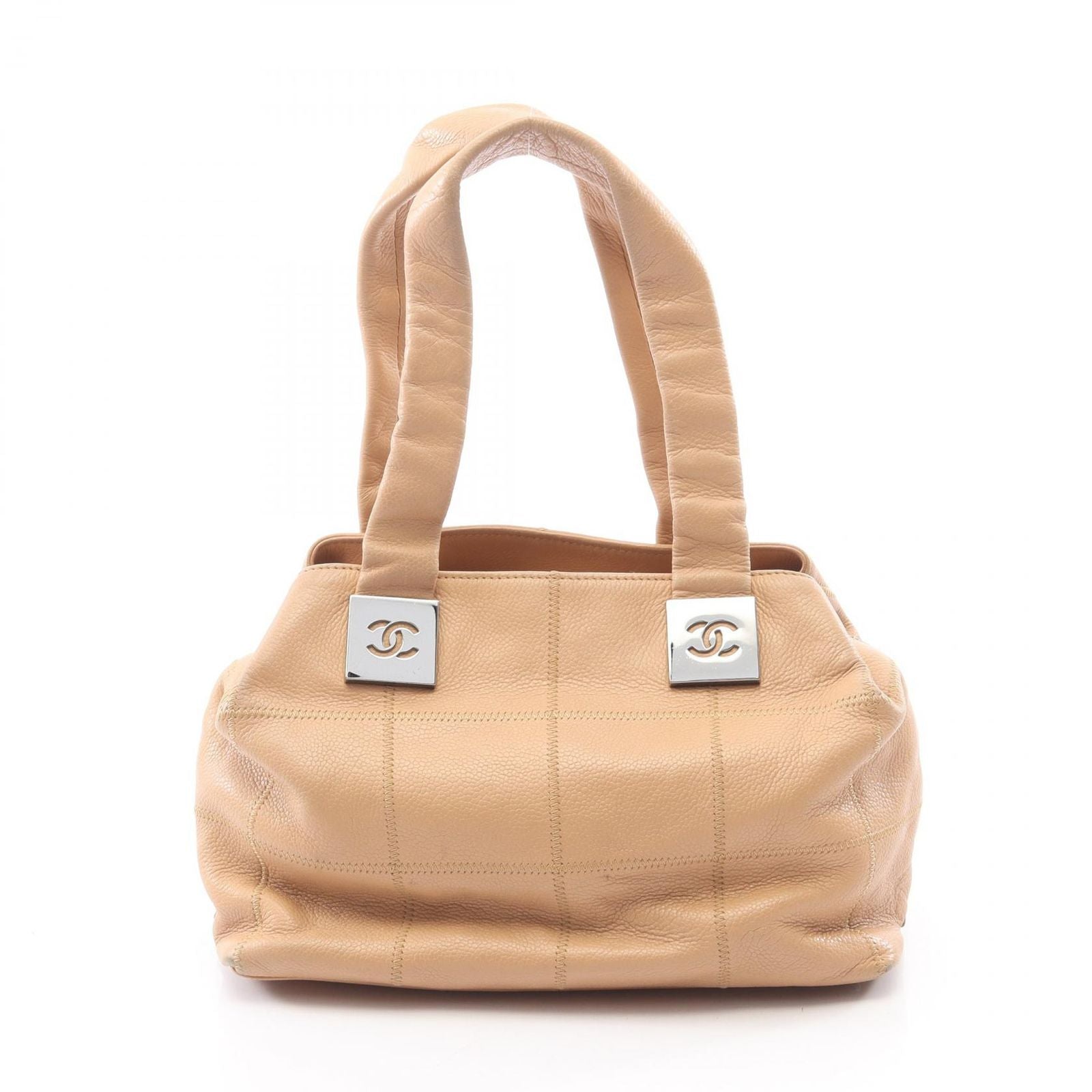 Chanel Choco Bar Beige Caviar Leather Handbag