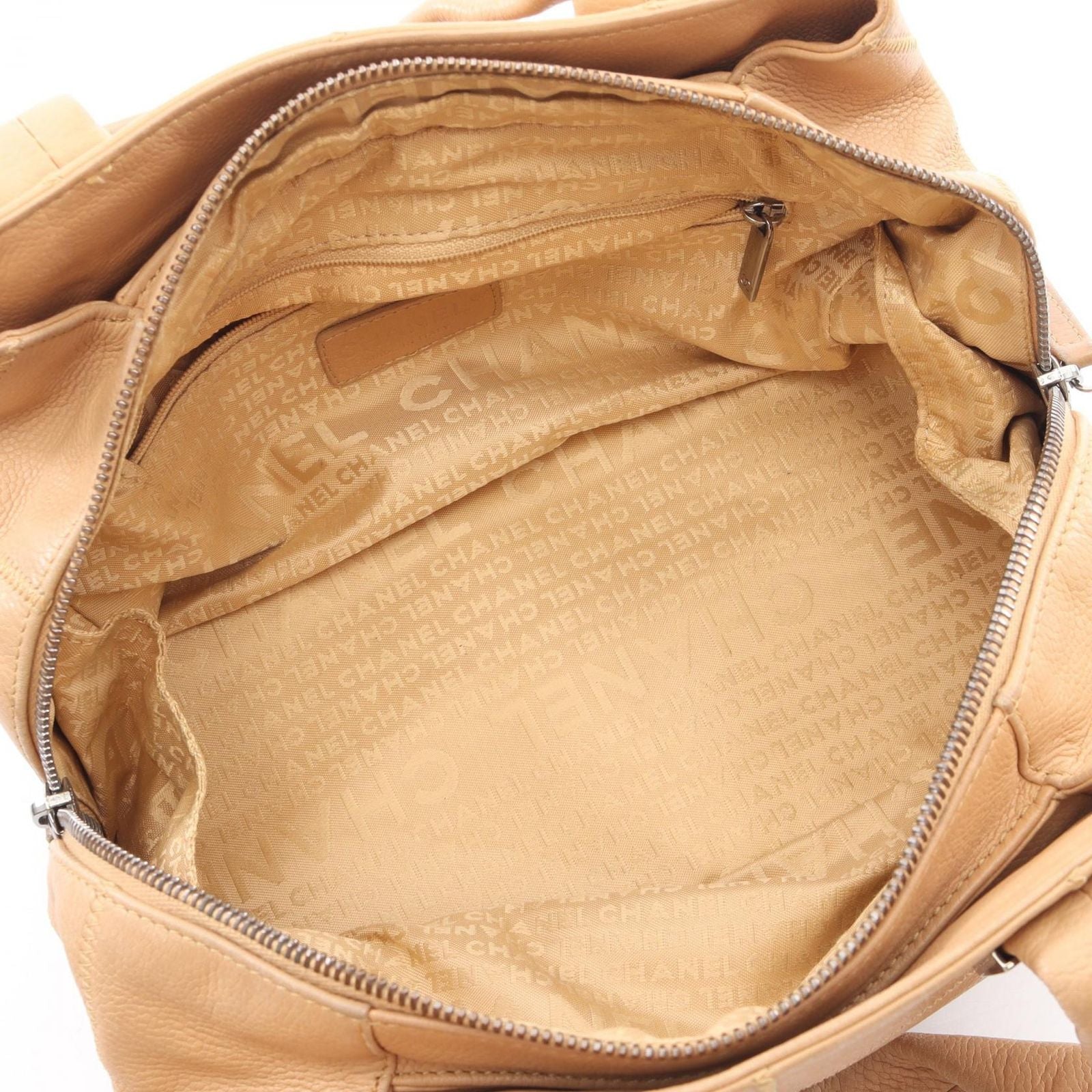 Chanel Choco Bar Beige Caviar Leather Handbag — view 3