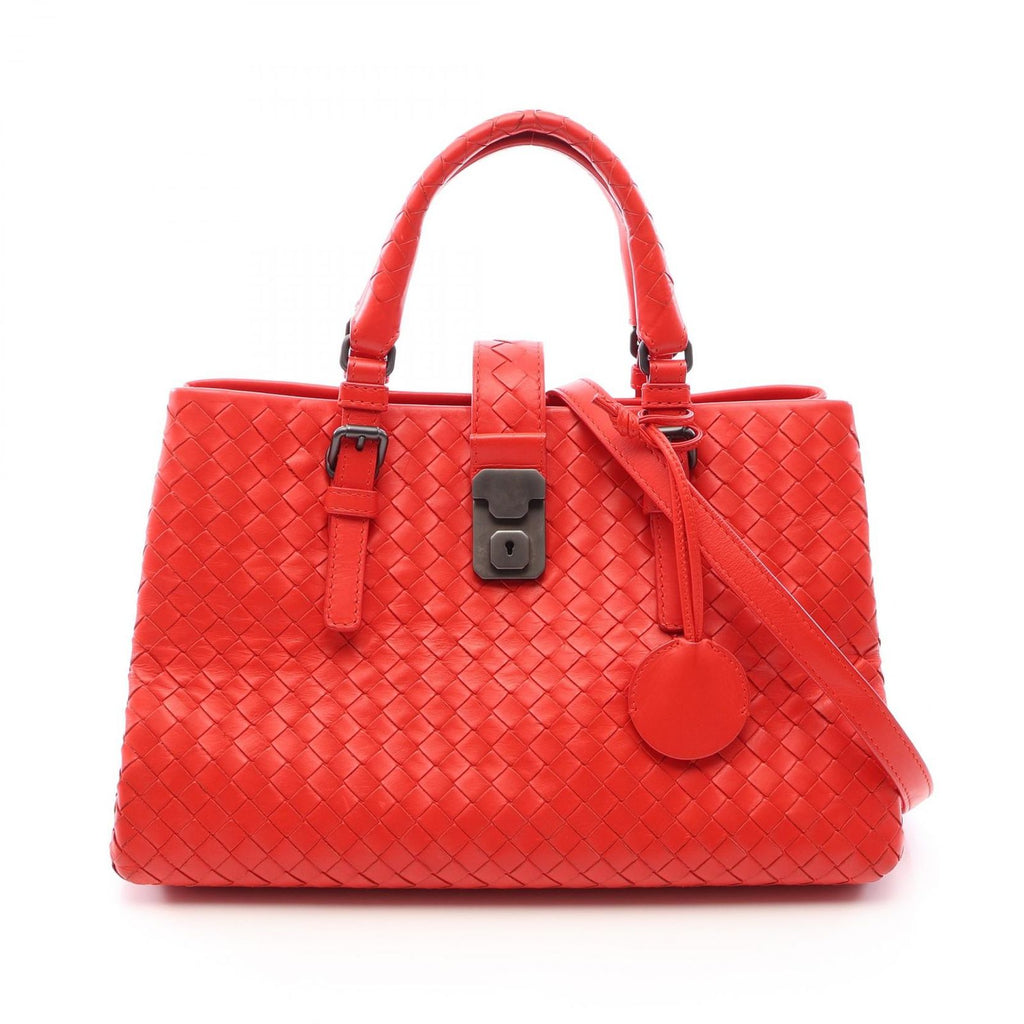Bottega Veneta Intrecciato Small Rome 2-Way Red Leather Shoulder Bag