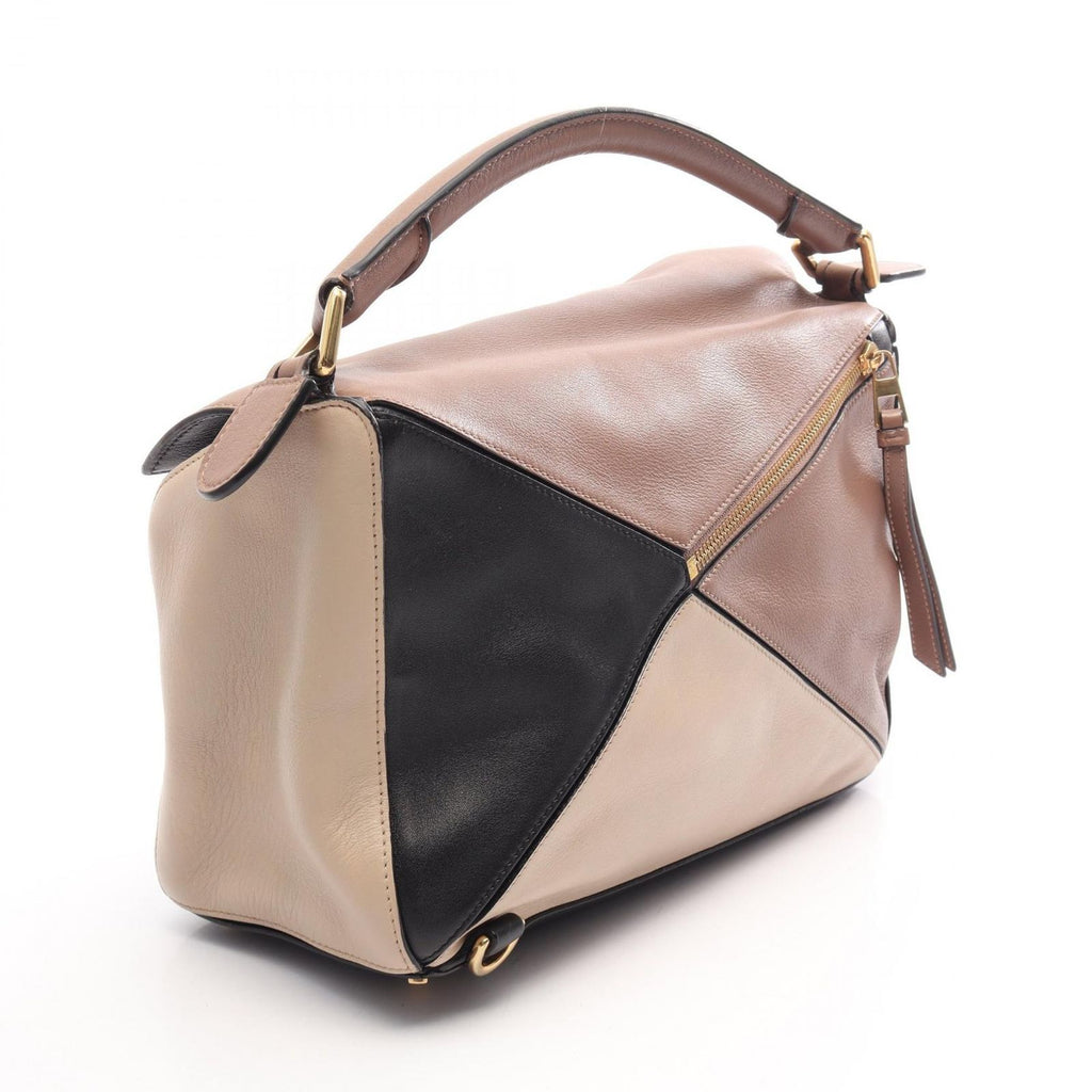 Loewe Handbag Puzzle Bag 2-Way Brown Beige Black Leather — view 2
