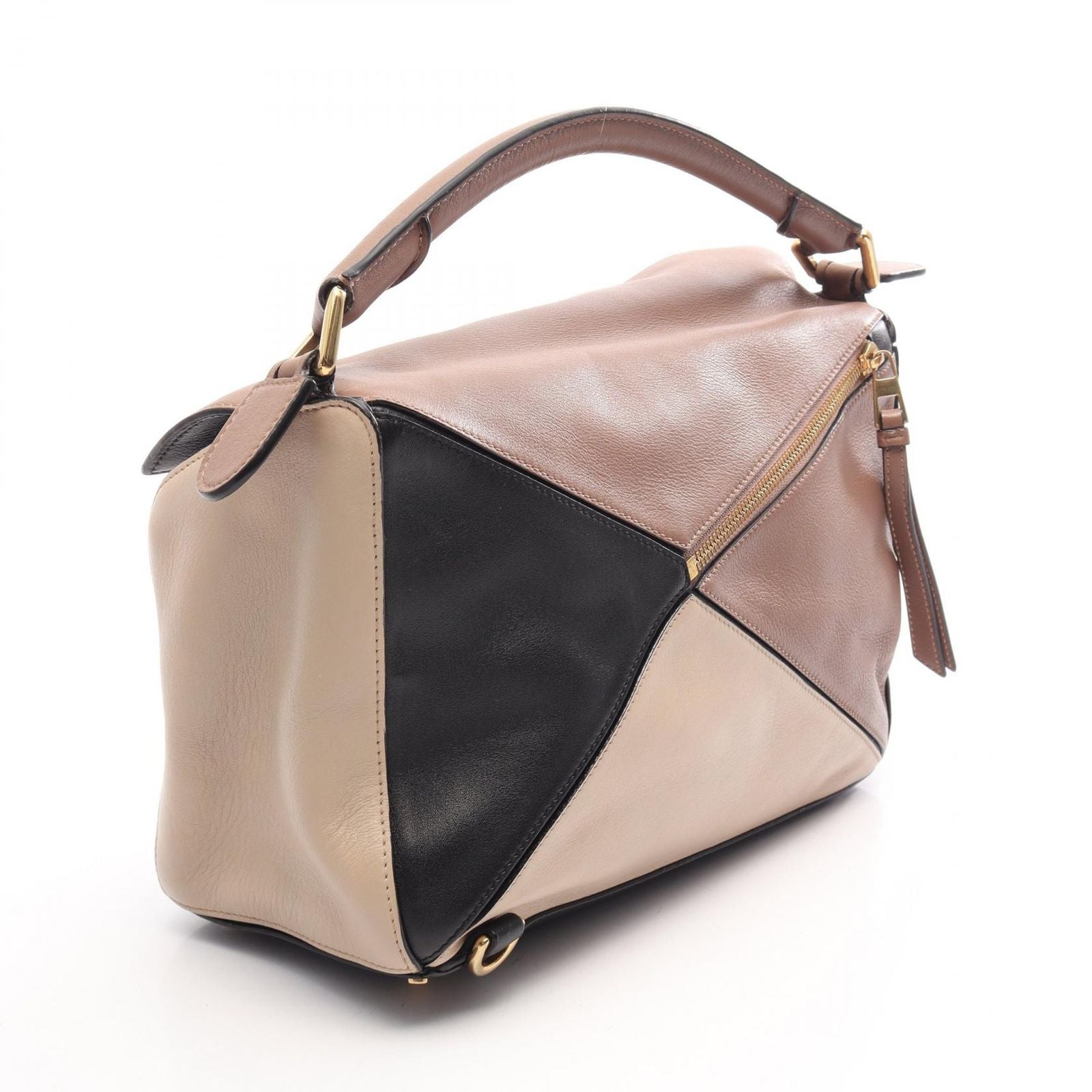 Loewe Handbag Puzzle Bag 2-Way Brown Beige Black Leather — view 2
