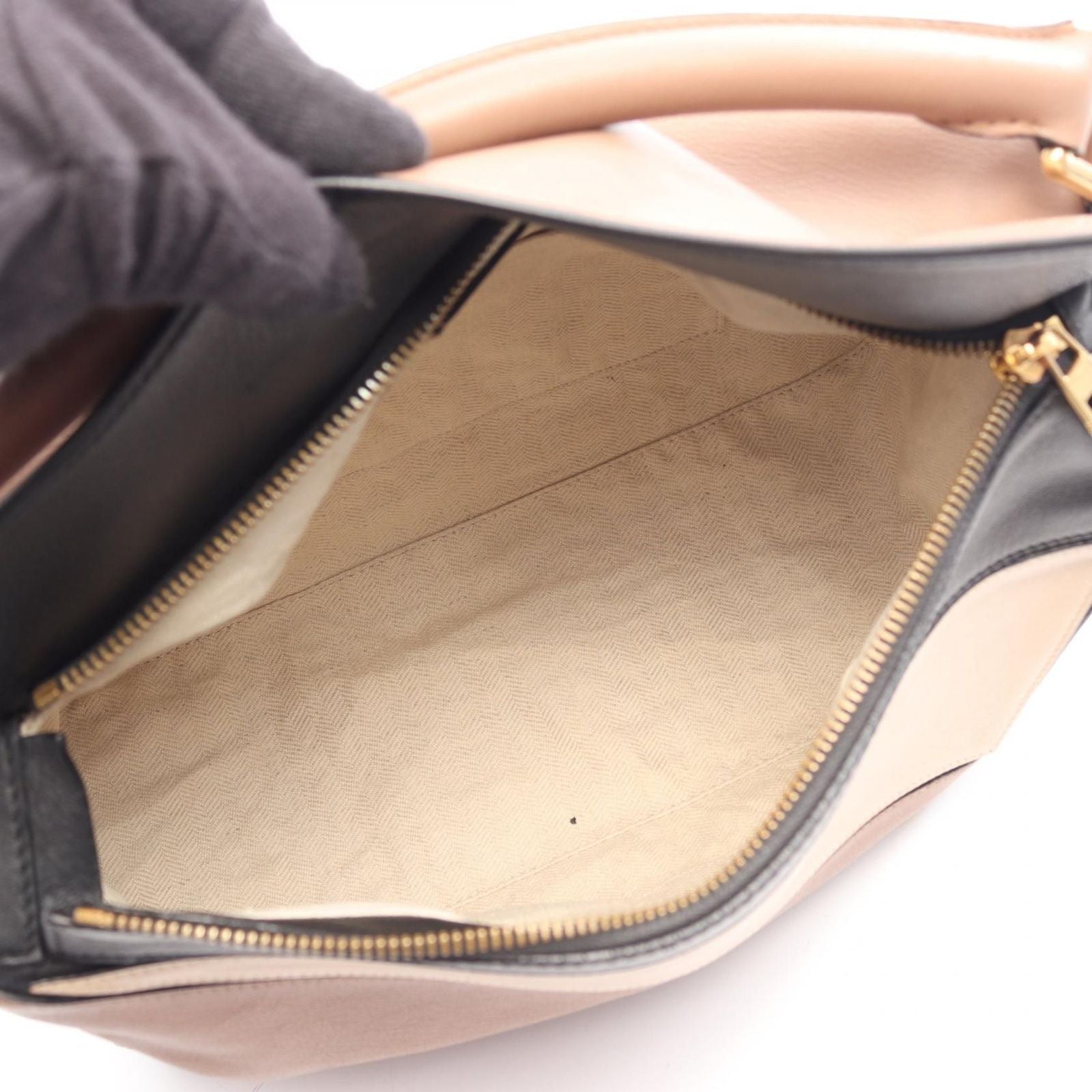 Loewe Handbag Puzzle Bag 2-Way Brown Beige Black Leather — view 3