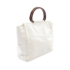 Chanel CC Logo Wood Like White Caviar Leather CC Bag — view 2