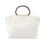 Chanel CC Logo Wood Like White Caviar Leather CC Bag