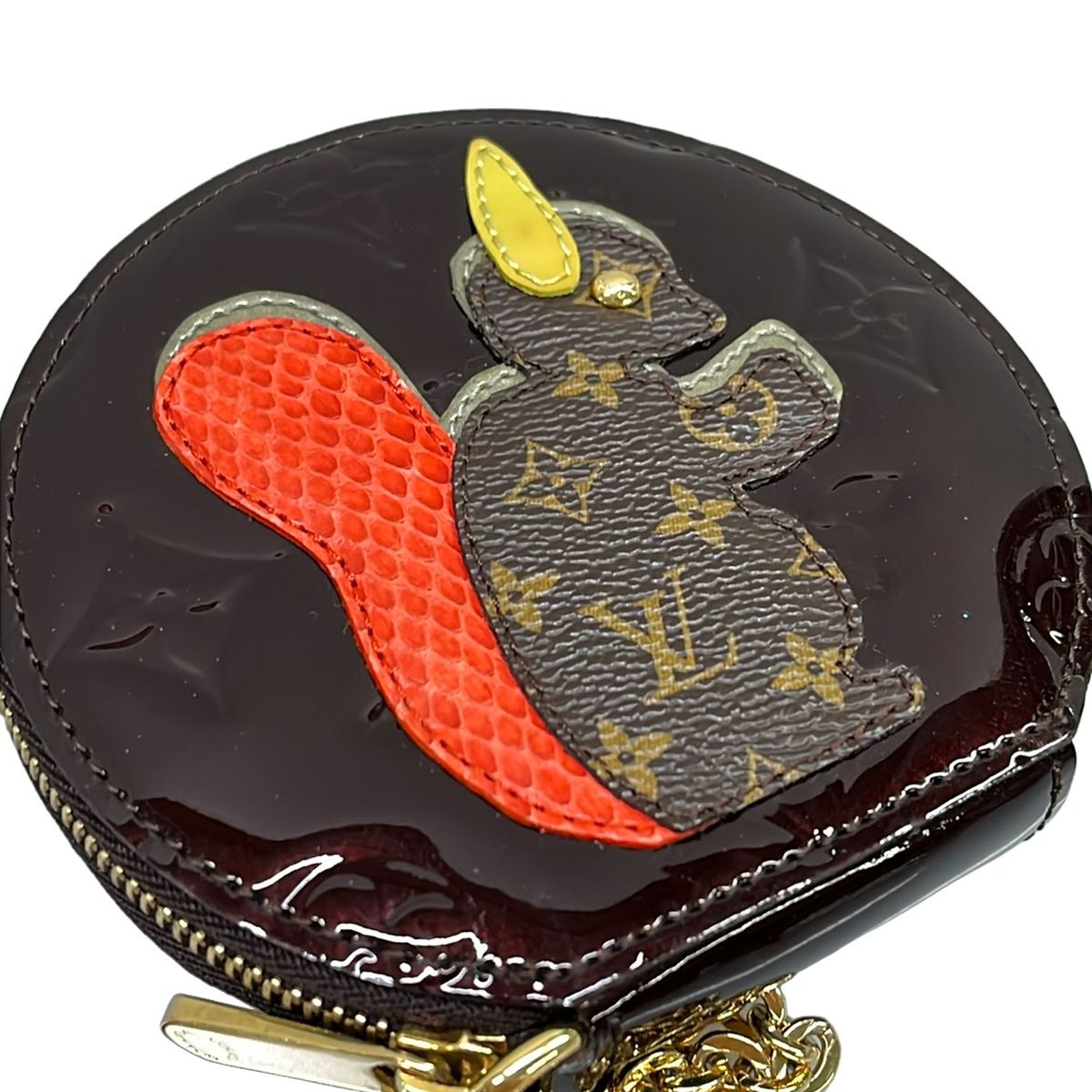 Louis Vuitton Coin Purse Monogram Vernis Port Monecruille Leather with Amarante — view 8
