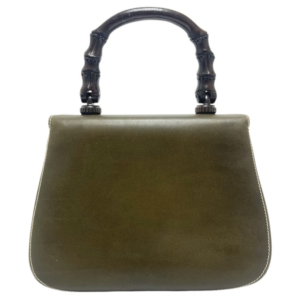 Gucci Turnlock Bamboo 000 406 Leather Khaki Handbag — view 2