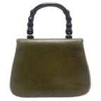 Gucci Turnlock Bamboo 000 406 Leather Khaki Handbag — view 2