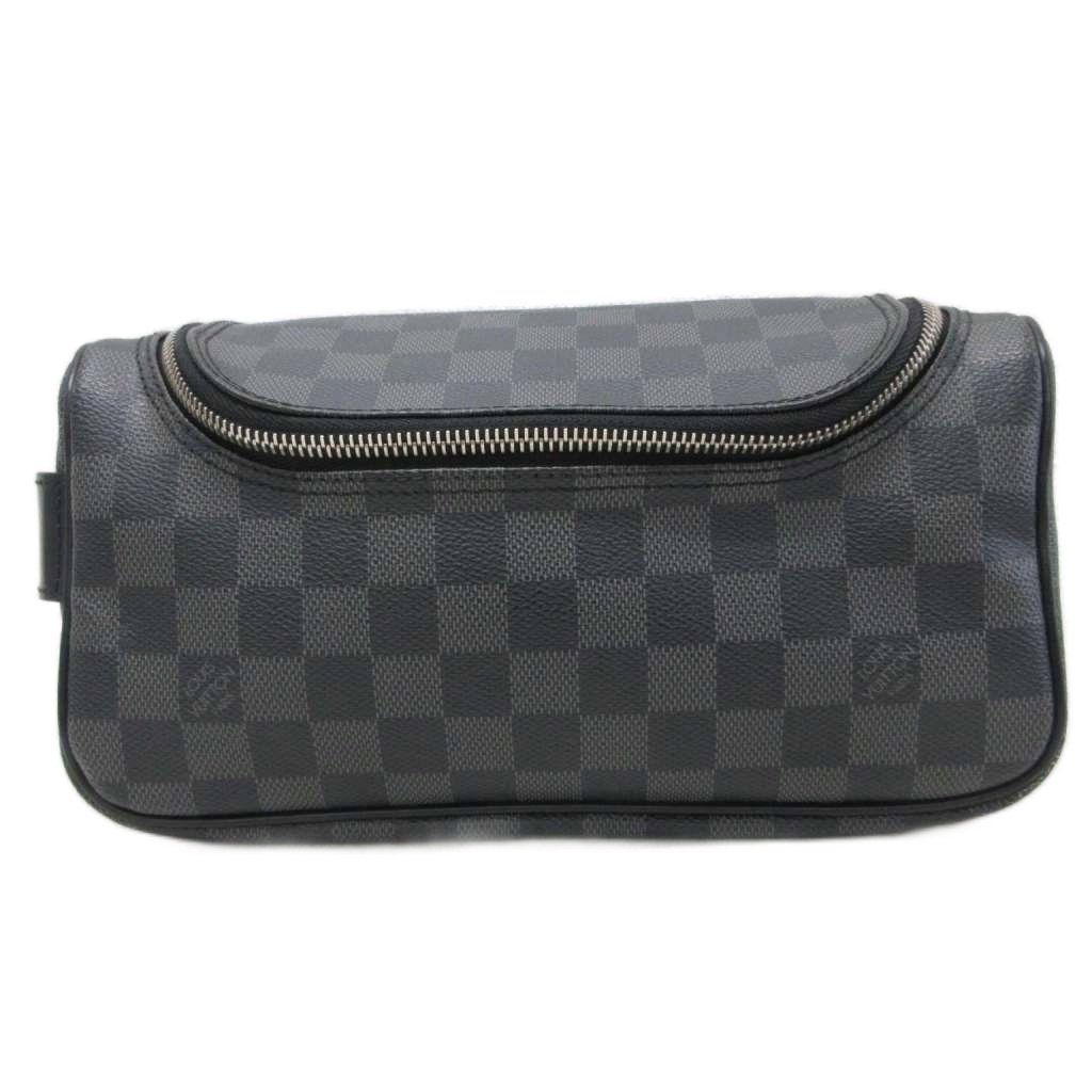 Louis Vuitton Toilet Pouch Damier Graphite Clutch All Over Pattern Black Gray