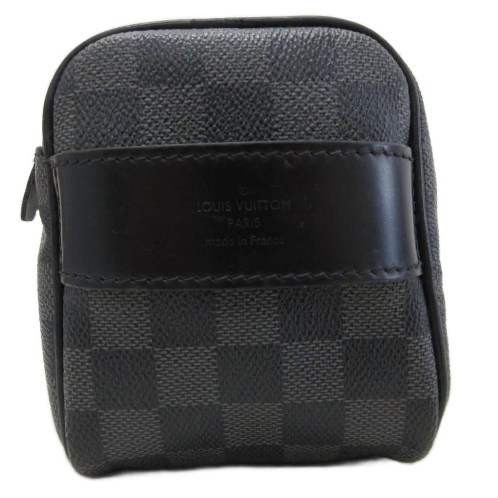 Louis Vuitton Toilet Pouch Damier Graphite Clutch All Over Pattern Black Gray — view 4