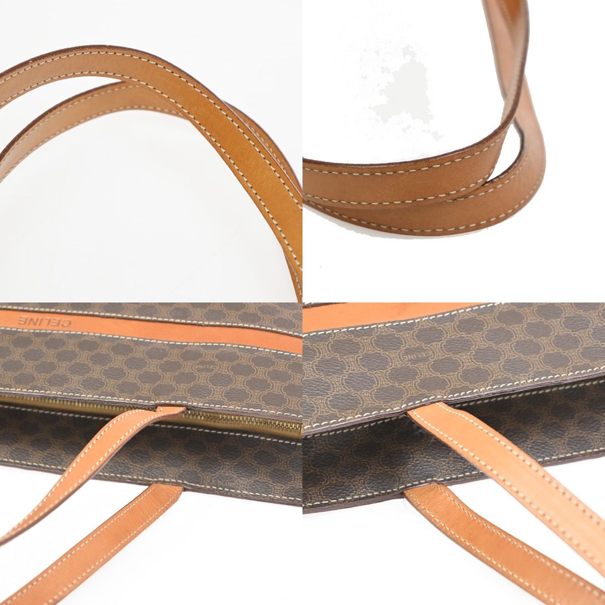 Celine Macadam Shoulder Tote Bag Brown Leather — view 8