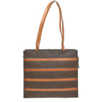Celine Macadam Shoulder Tote Bag Brown Leather