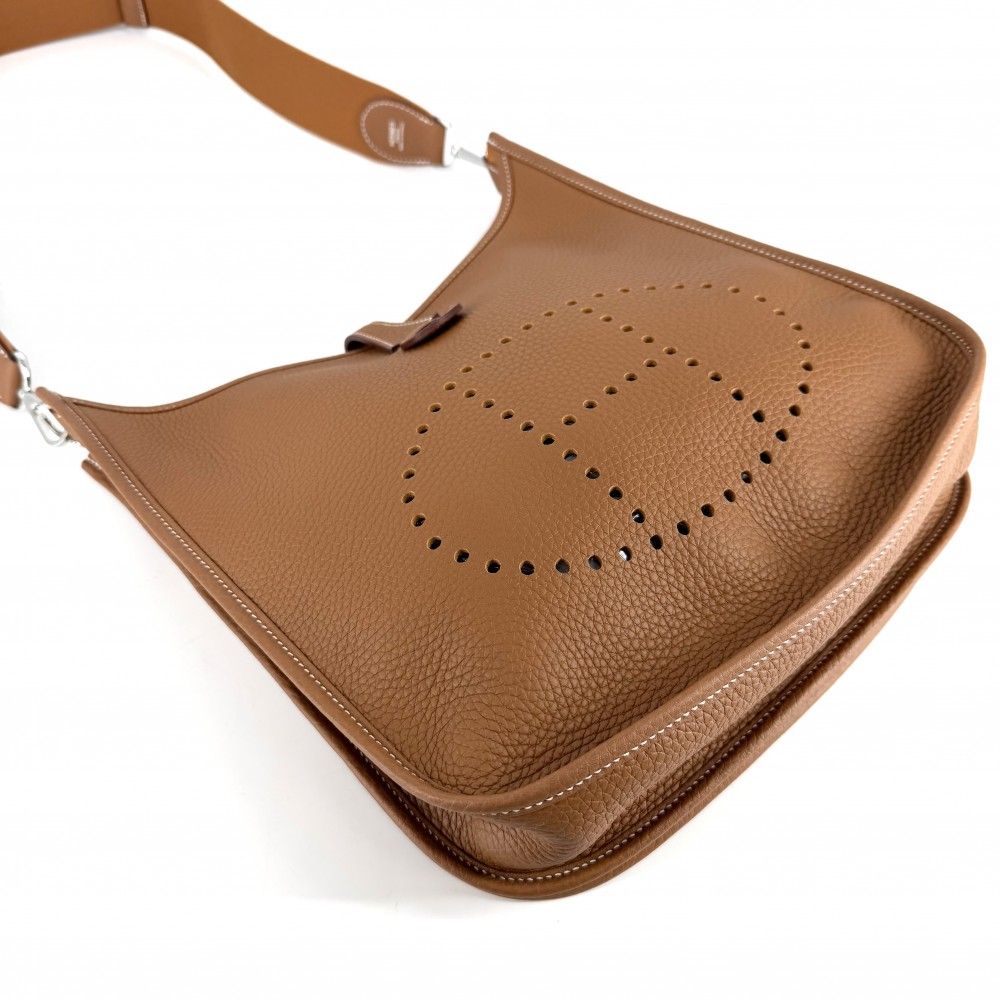 Hermes For Shoulder Bag Evelyne PM 3 Crossbody Leather Brown Silver Vintage — view 3