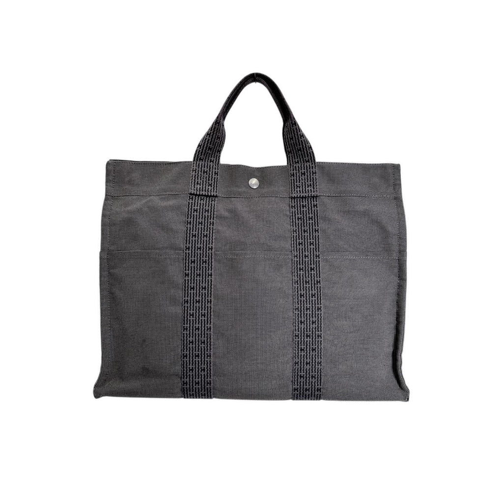 Hermes M Canvas Handbag Her Line MM Tote Gray — view 2