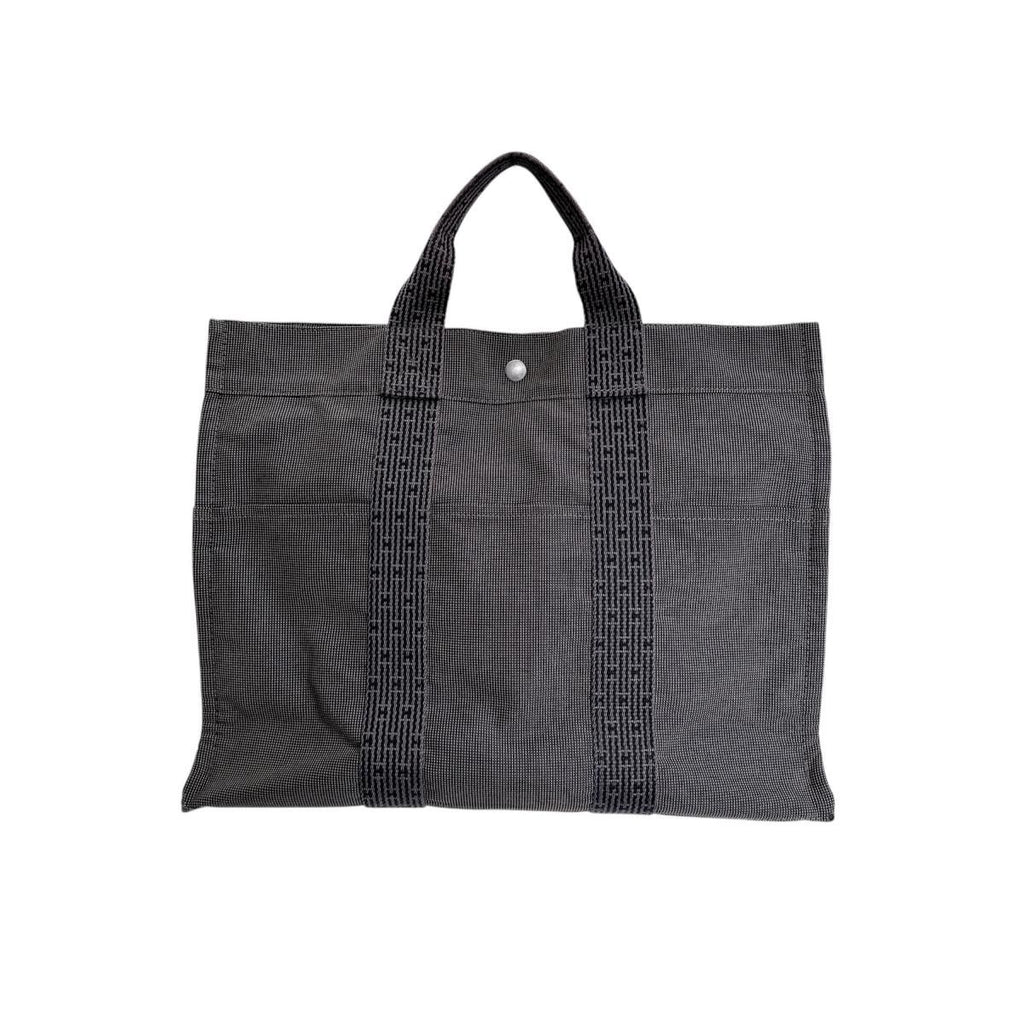 Hermes M Canvas Handbag Her Line MM Tote Gray