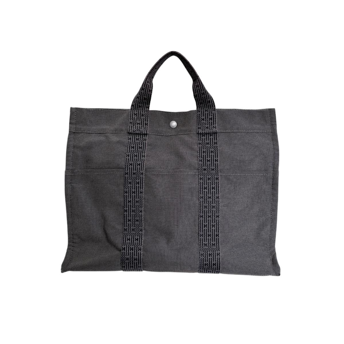 Hermes M Canvas Handbag Her Line MM Tote Gray