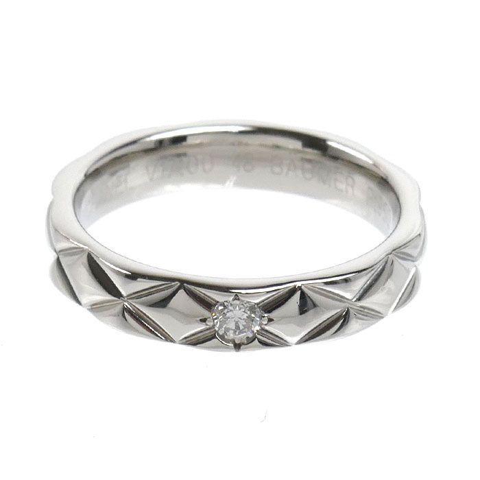 Chanel Platinum Quilted Ring Diamond 48 Vintage — view 3