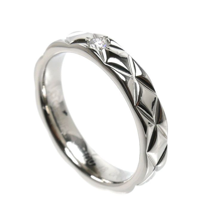 Chanel Platinum Quilted Ring Diamond 48 Vintage — view 2