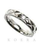 Chanel Platinum Quilted Ring Diamond 48 Vintage