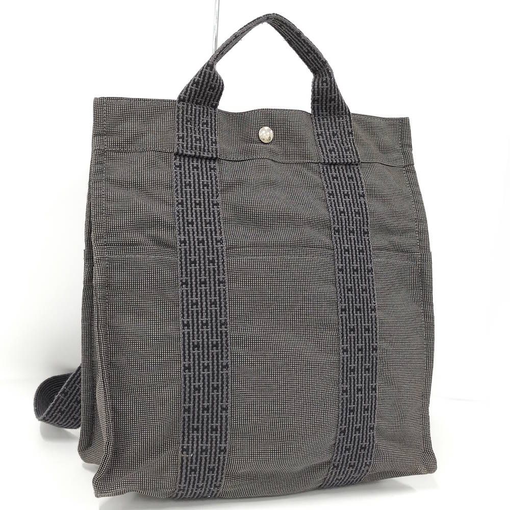 Hermes Her Line a Dos MM Backpack Nylon Canvas Gray