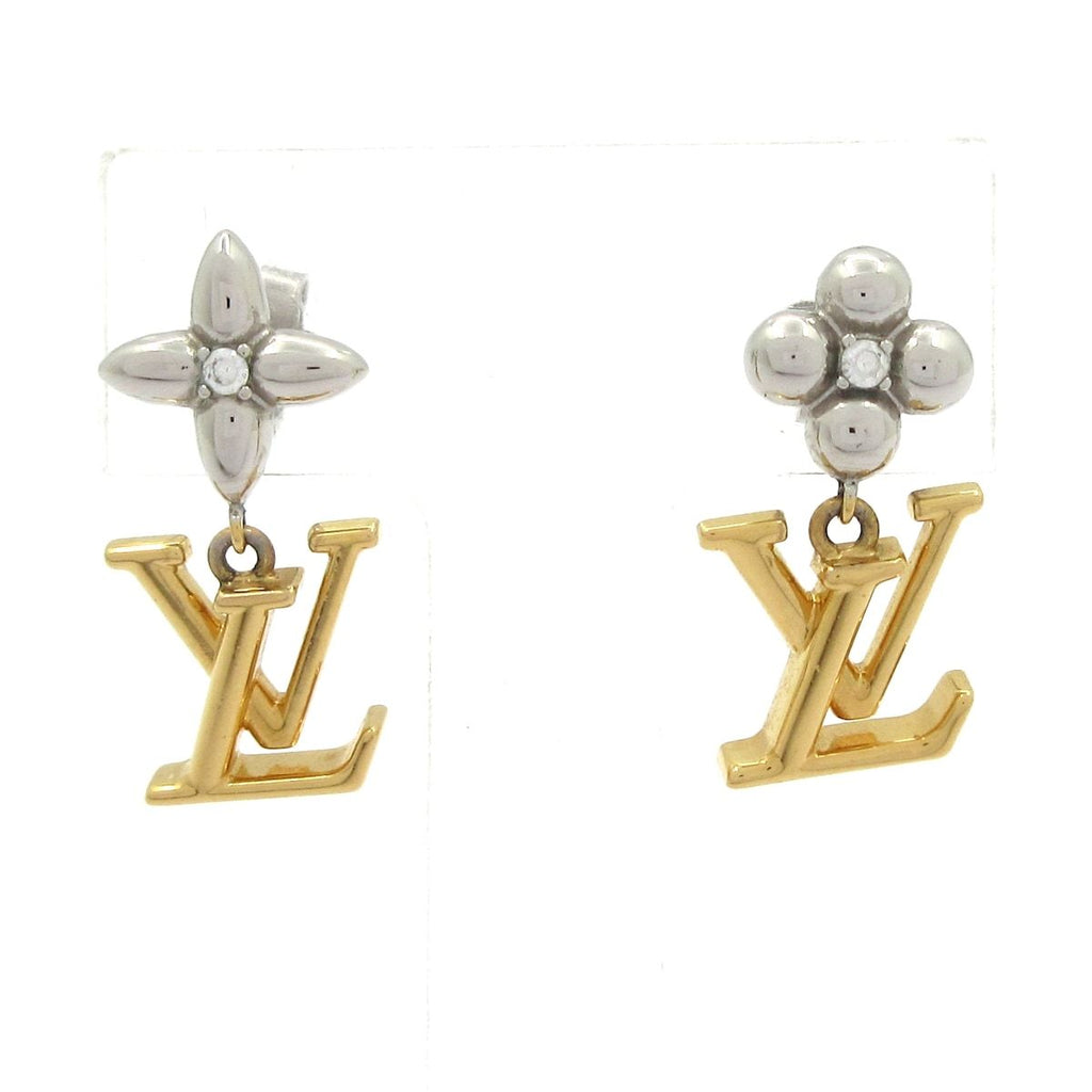 Louis Vuitton Earrings Pandant LV Iconic Flower Silver Gold Clear
