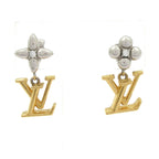 Louis Vuitton Earrings Pandant LV Iconic Flower Silver Gold Clear