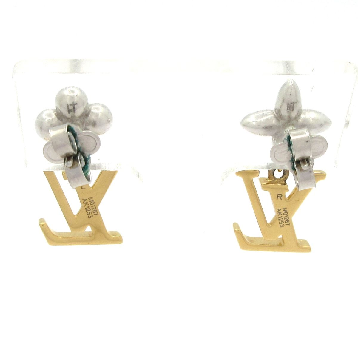 Louis Vuitton Earrings Pandant LV Iconic Flower Silver Gold Clear — view 2