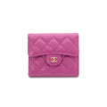 Chanel Wallet Trifold Mini Purple Gold Quilted CC Logo Compact