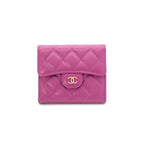 Chanel Wallet Trifold Mini Purple Gold Quilted CC Logo Compact