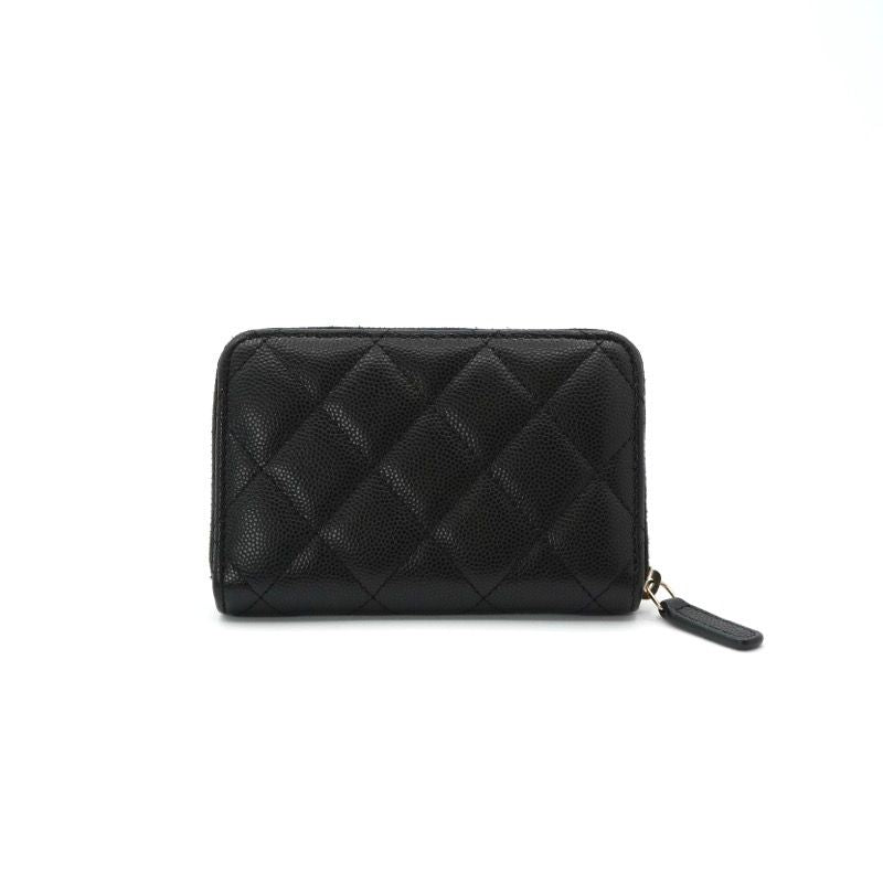 Chanel Wallet Coin Purse Black Gold Fragment Case CC Logo Quilted — view 3