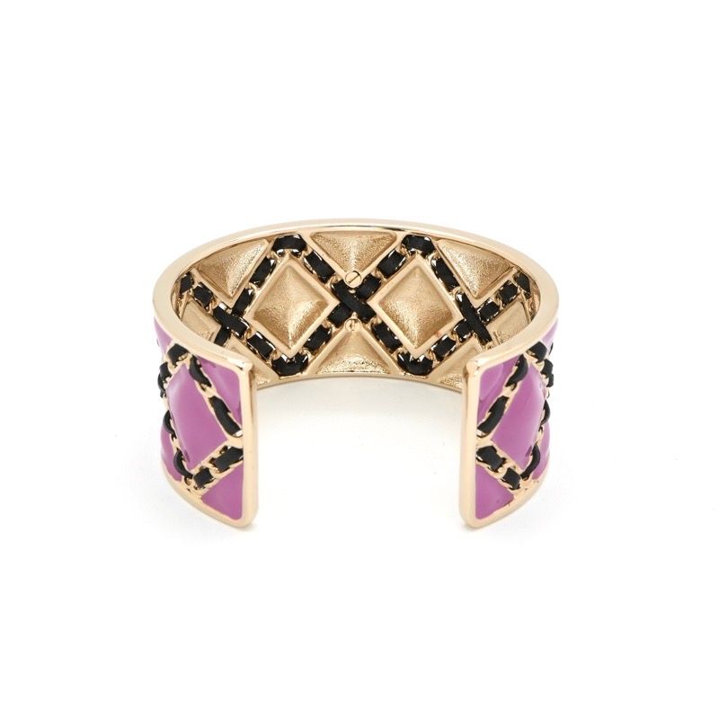 Chanel Bangle Purple Gold CC Logo Chain Bracelet — view 3