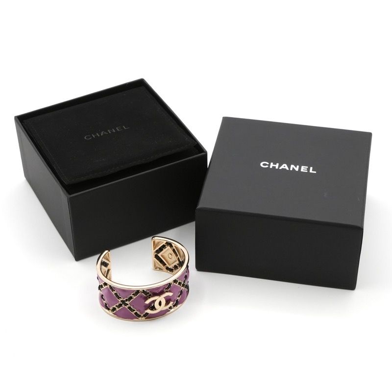 Chanel Bangle Purple Gold CC Logo Chain Bracelet — view 7