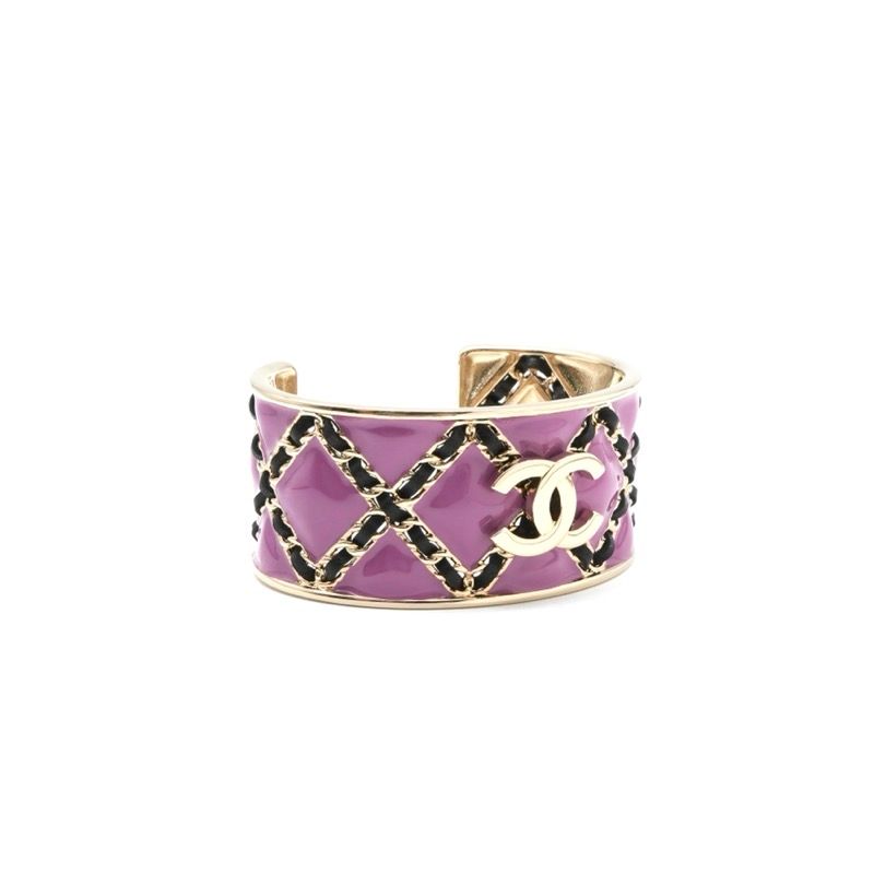 Chanel Bangle Purple Gold CC Logo Chain Bracelet