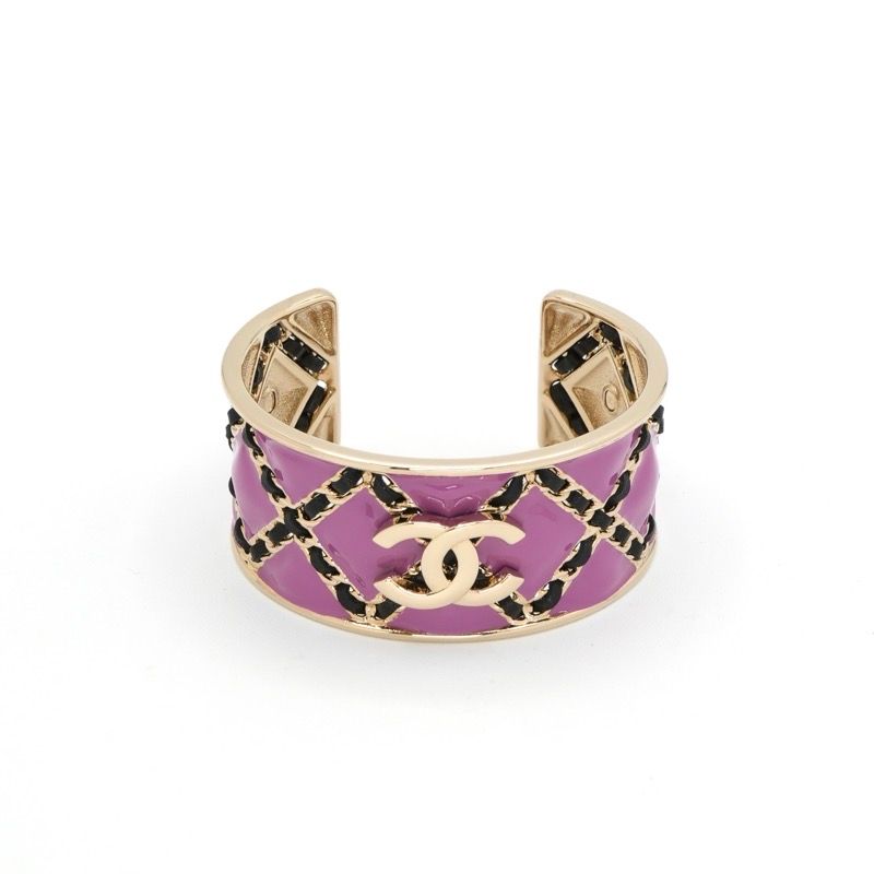 Chanel Bangle Purple Gold CC Logo Chain Bracelet — view 2