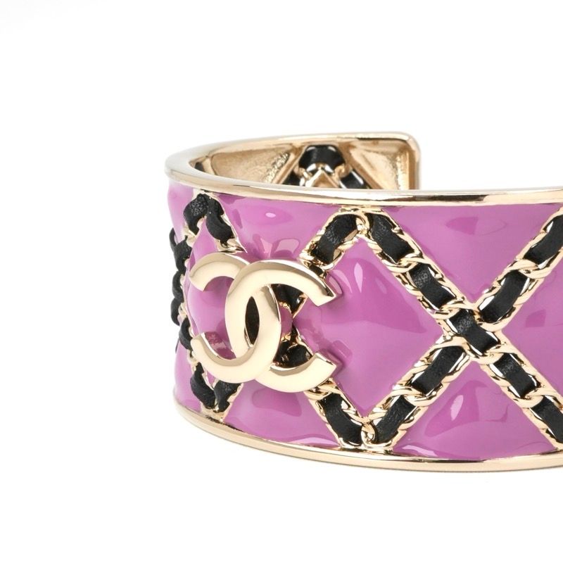 Chanel Bangle Purple Gold CC Logo Chain Bracelet — view 4