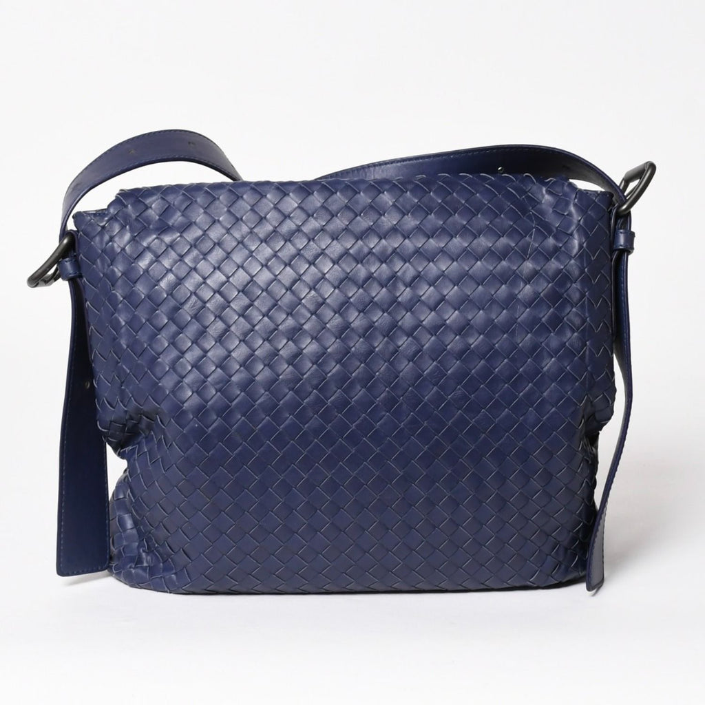 Bottega Veneta Shoulder Bag Intrecciato Blue Matte Silver — view 2