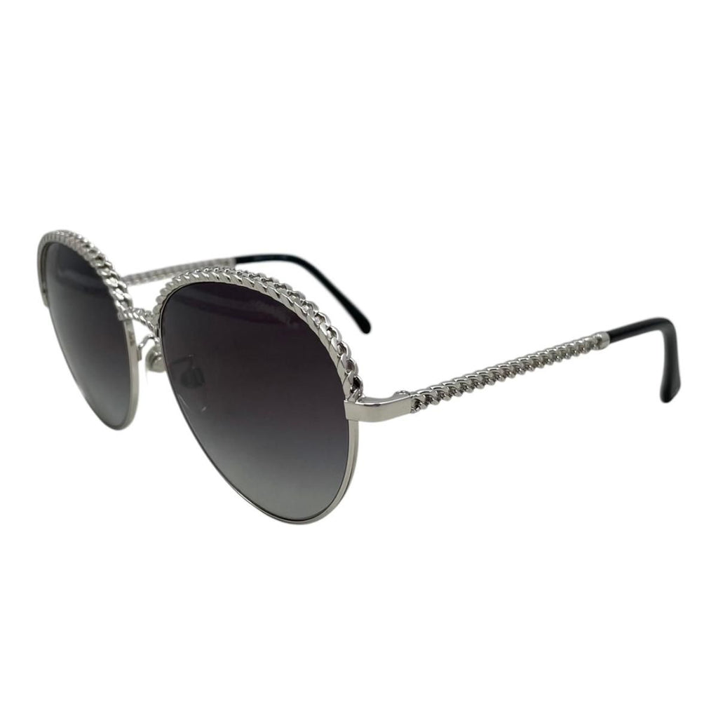 Chanel Sunglasses Chain Gradient Black Silver Eyewear