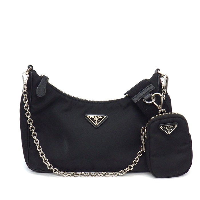 Prada Shoulder Bag Re Edition Re-Nylon Saffiano Leather Silver