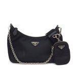 Prada Shoulder Bag Re Edition Re-Nylon Saffiano Leather Silver
