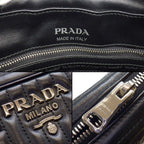 Prada Shoulder Bag Diamond Gram Chain Bag Black Leather Silver — view 6