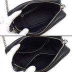 Prada Shoulder Bag Diamond Gram Chain Bag Black Leather Silver — view 5