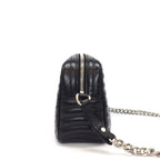 Prada Shoulder Bag Diamond Gram Chain Bag Black Leather Silver — view 3