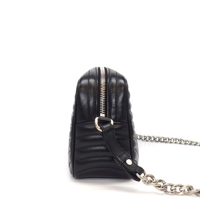 Prada Shoulder Bag Diamond Gram Chain Bag Black Leather Silver — view 3