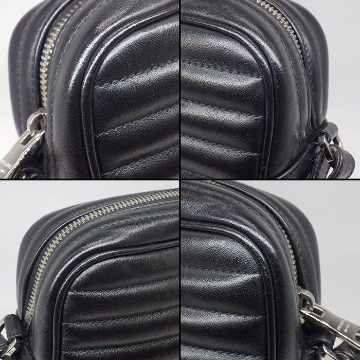 Prada Shoulder Bag Diamond Gram Chain Bag Black Leather Silver — view 8