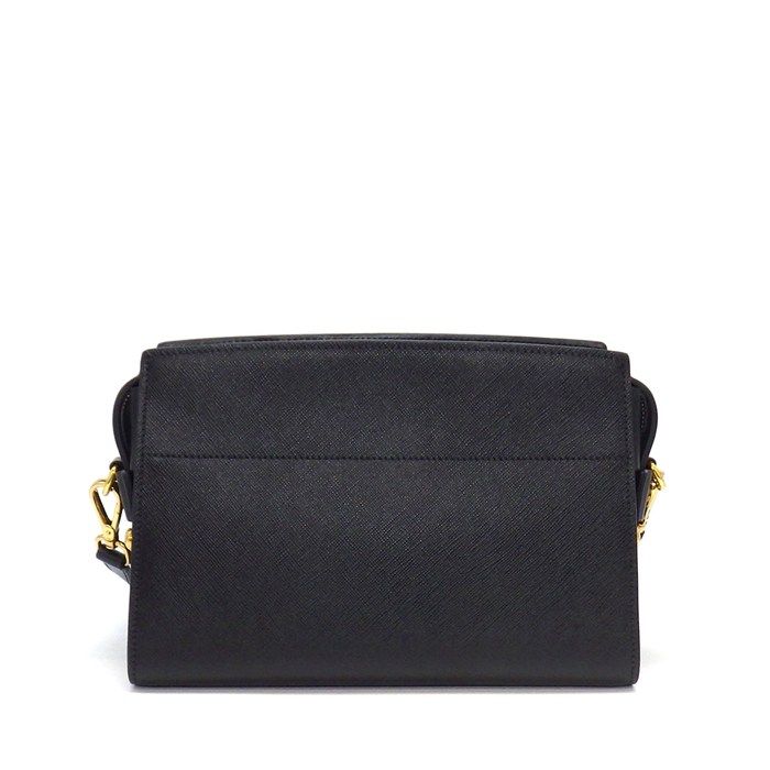 Prada Shoulder Bag Bandoriella Square Cross Black Saffiano Leather Gold — view 2